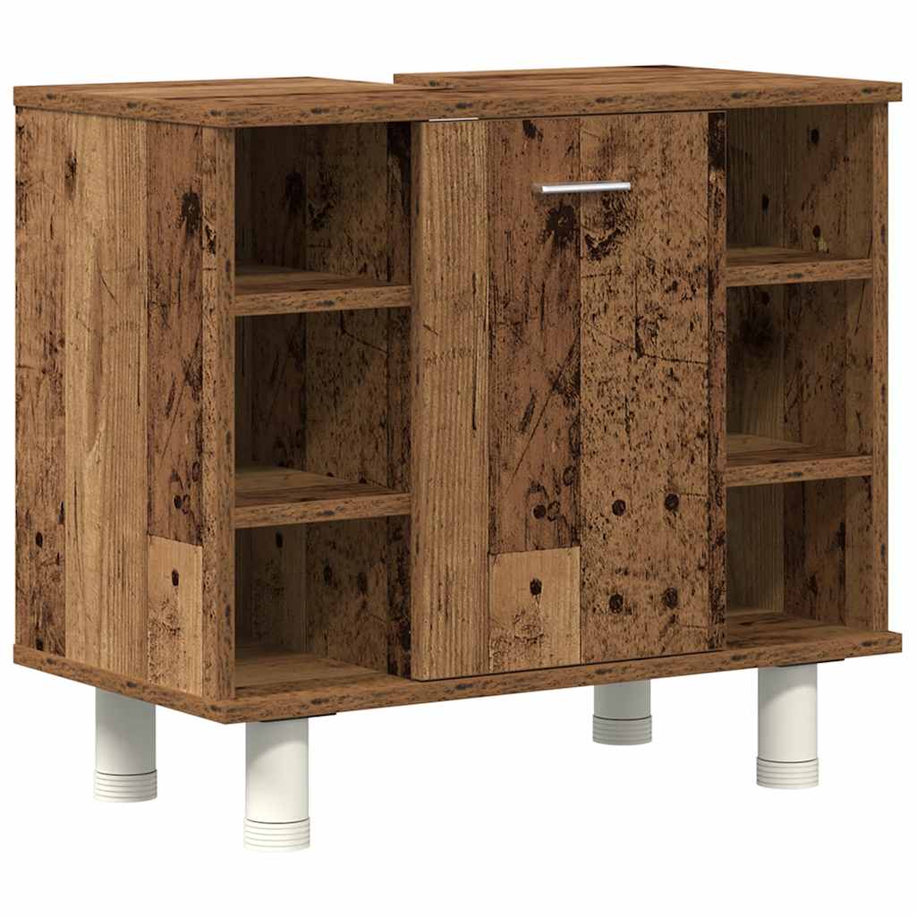 3 Piece Bathroom Furniture Set Rustic Wood Look Particleboard