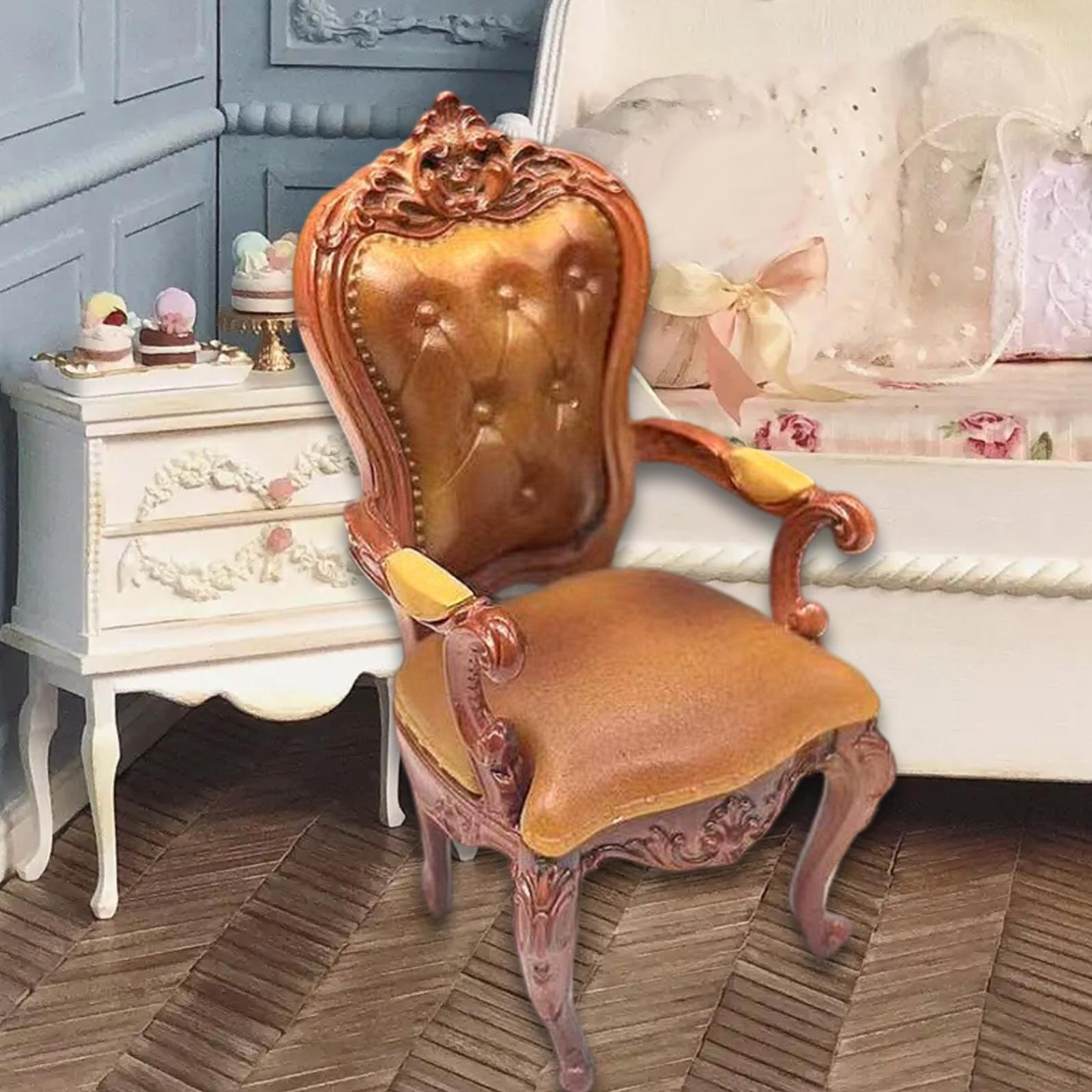 

1/12 кукольный стул декор фото реквизит ретро стиль миниатюрная мебель для самостоятельной сборки Yellow