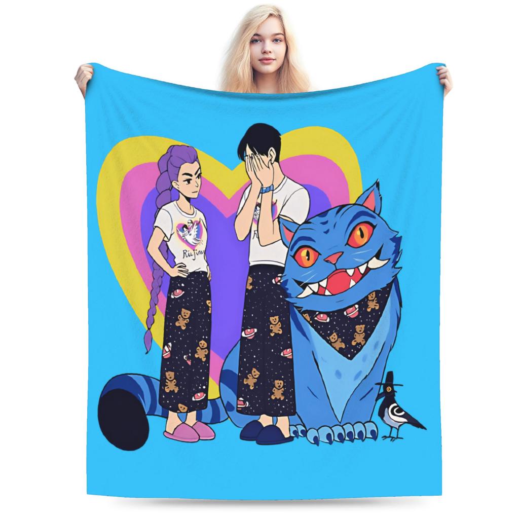 Jinu Huntrix Saja Boys K-Pop Demon Hunters Blanket Autumn Soft Throw Blanket for Girl Living Room Print Bedspread Sofa Bed Cover