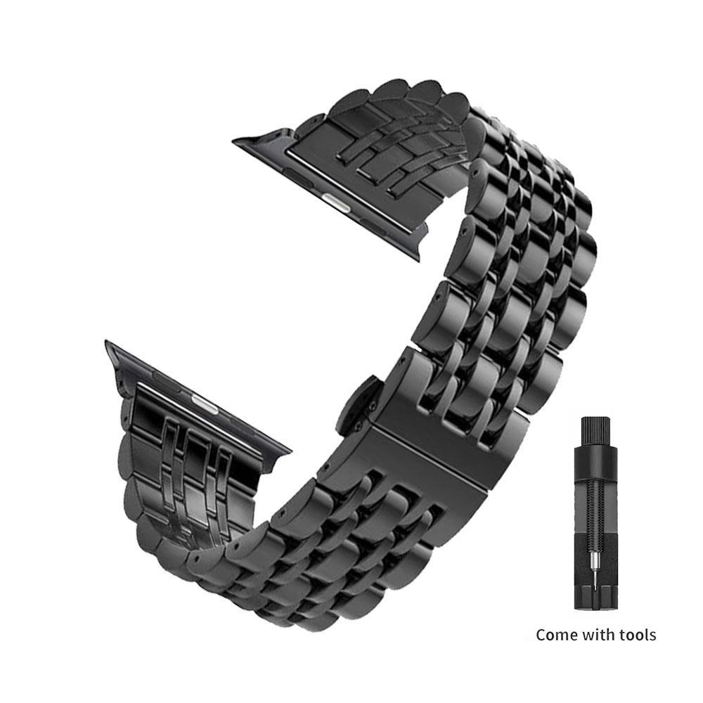 

Браслет из нержавеющей стали для Apple Watch Ultra 2 49 мм 46 мм 41 мм 45 мм 38 мм 44 мм Металлический ремешок для IWatch Series 10 9 8 7 SE 6 5 4 3 42 44 45 46 49mm чёрный