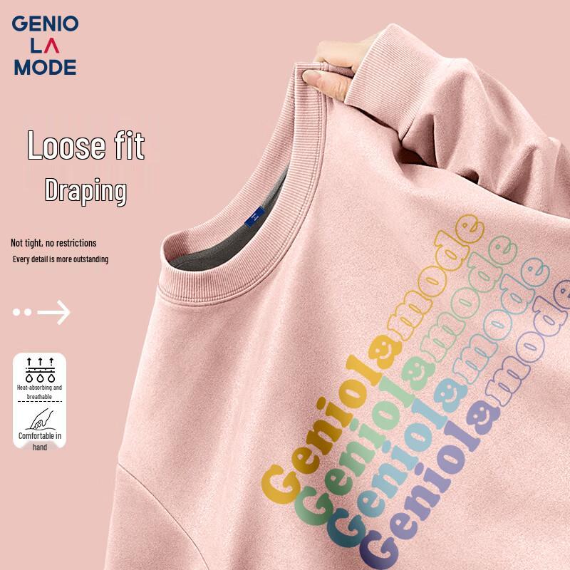 

GENIOLAMODE Men s Suede Fleece Lined Crewneck Sweatshirt M