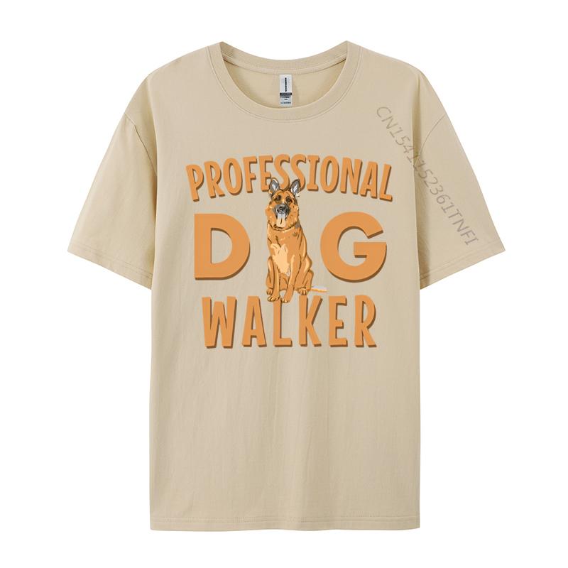 Mens Tshirt Professional Dog Walker Cute German TShirt Oversized Clothes Cotton Pritned Tshirt Black Graphic T Shirts