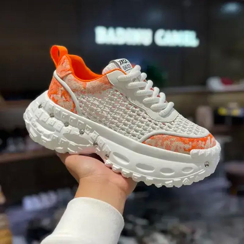 Summer new woven casual shoes platform mesh breathable dad shoes bm