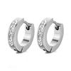 Punk Stainless Steel Hoops Earrings for Men Silver Color Crystal Earring Man Punk Style Cubic Zirconia Jewelry Male Accessories