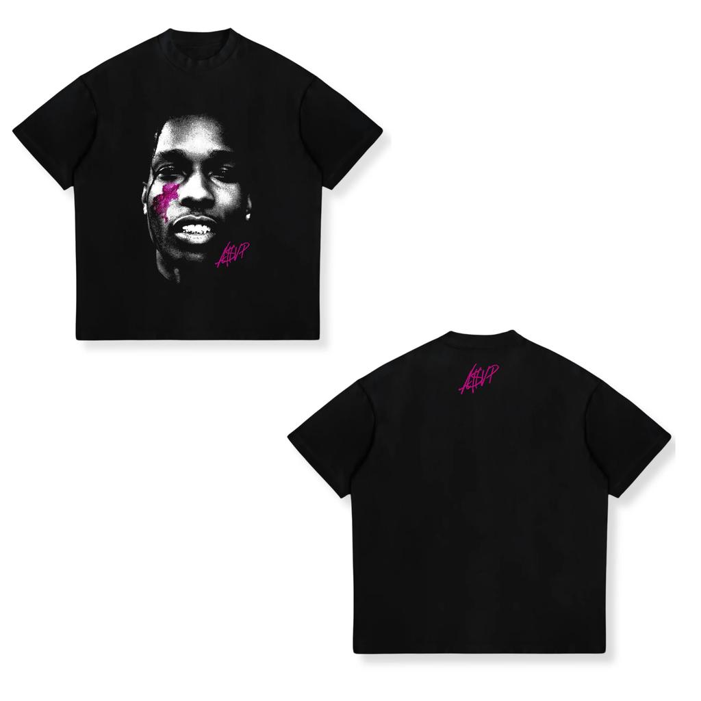 2026 Fashion New ASAP Rocki Short Sleeve Tshirt Pop Street Wear Unisexs and Womens Luxury Tshirt AAP Portrait Casual Havana