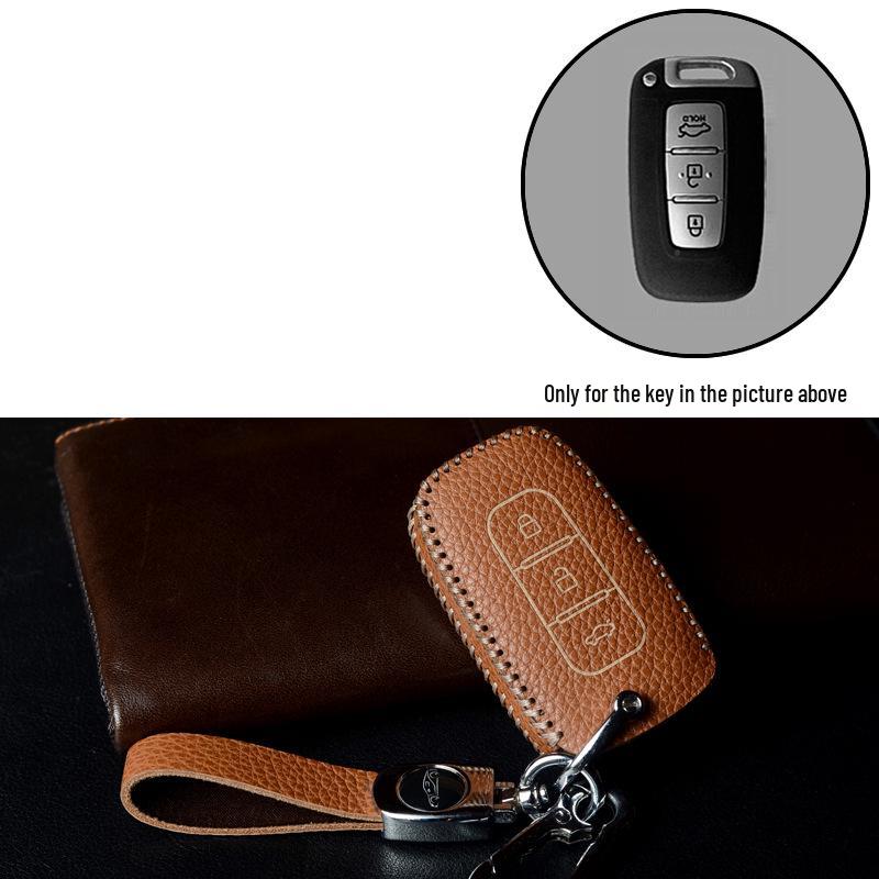 Hyundai Smart Key Cowhide Lanyard Case for Sonata, IX35, Tucson, Elantra, Yuedong, Santa Fe