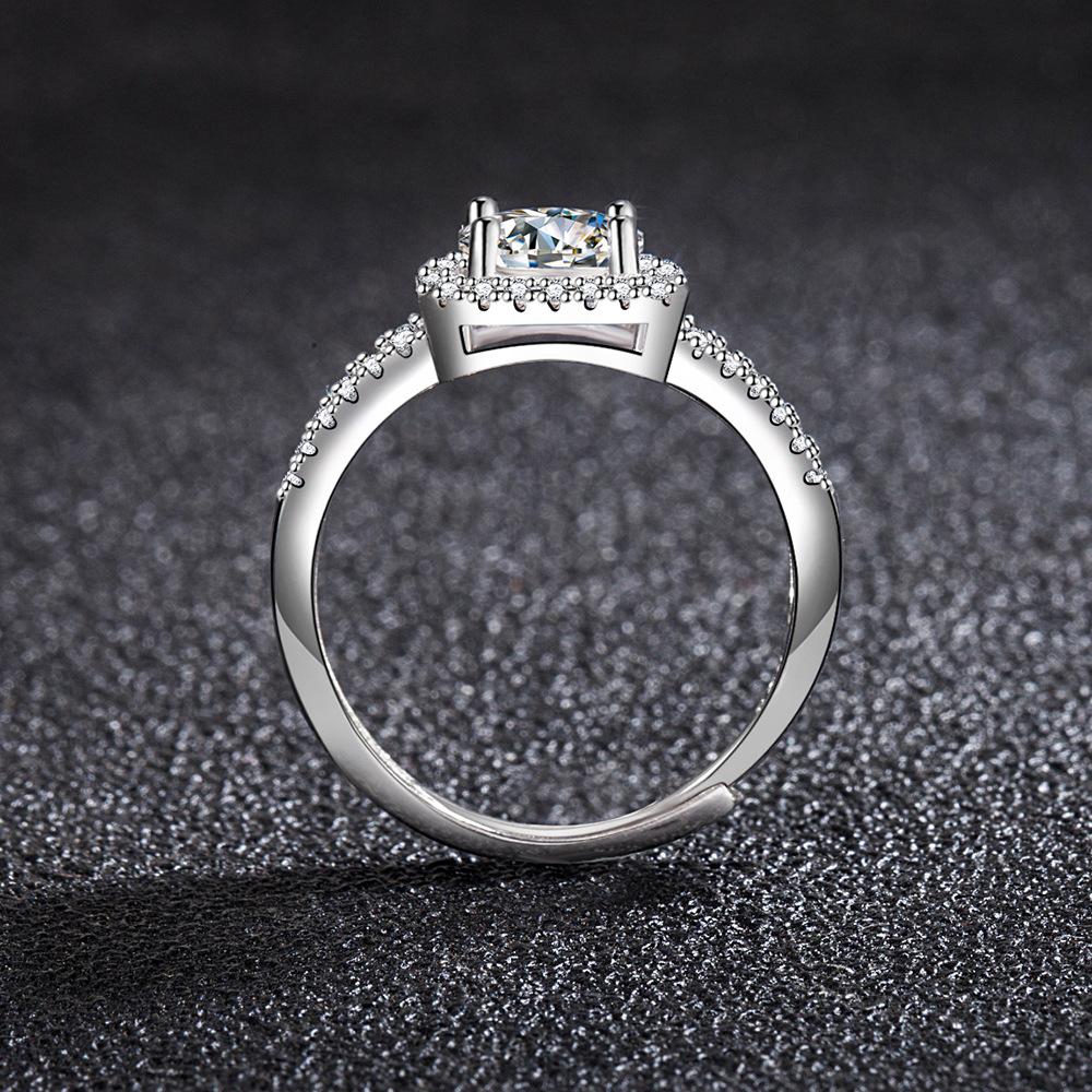 Fashion Normcore Style Retro Hollow Line Micro Inlaid Imitation Moissanite Female Ring