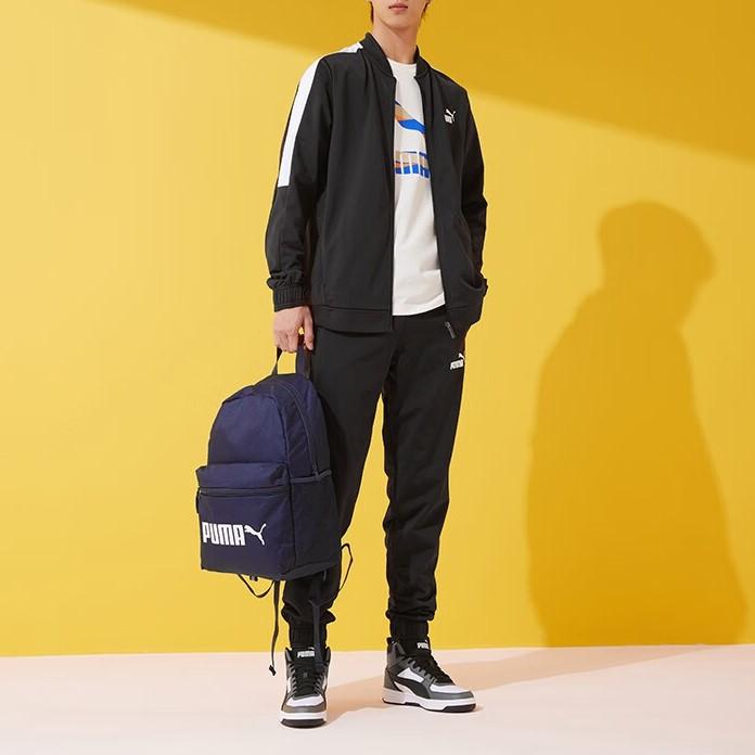 Puma Baseball Tricot Suit Letter Logo Print Stand Collar Zipper Design Long Sleeve Top Elastic Waist Cuffed Pants Casual Sports Set Men Suit 678475-06