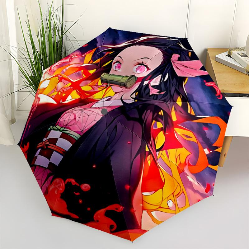 1PC Demon Slayer: Kimetsu no Yaiba Automatic Folding Umbrella, Sturdy And Durable Automatic Folding Umbrella with 8 Ribs,  a0911025