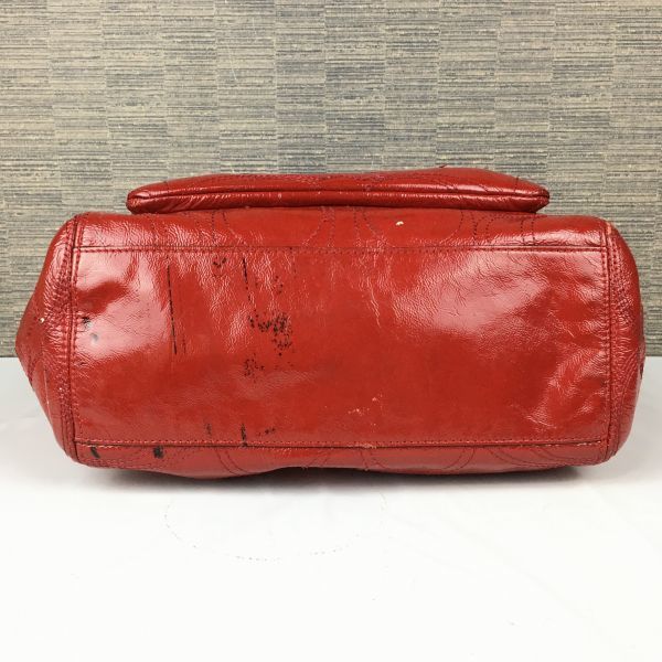 COACH Leather Hand Shoulder Bag Red Enamel Signature Embroidery(USED)