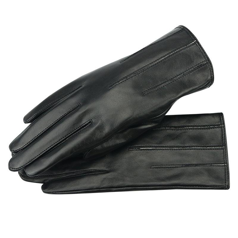 Women'S Autumn And Winter Leather Gloves Sheepskin Fashion Velvet Thick Warm Touch Screen Riding Cycling Windproof Driving Gloves
