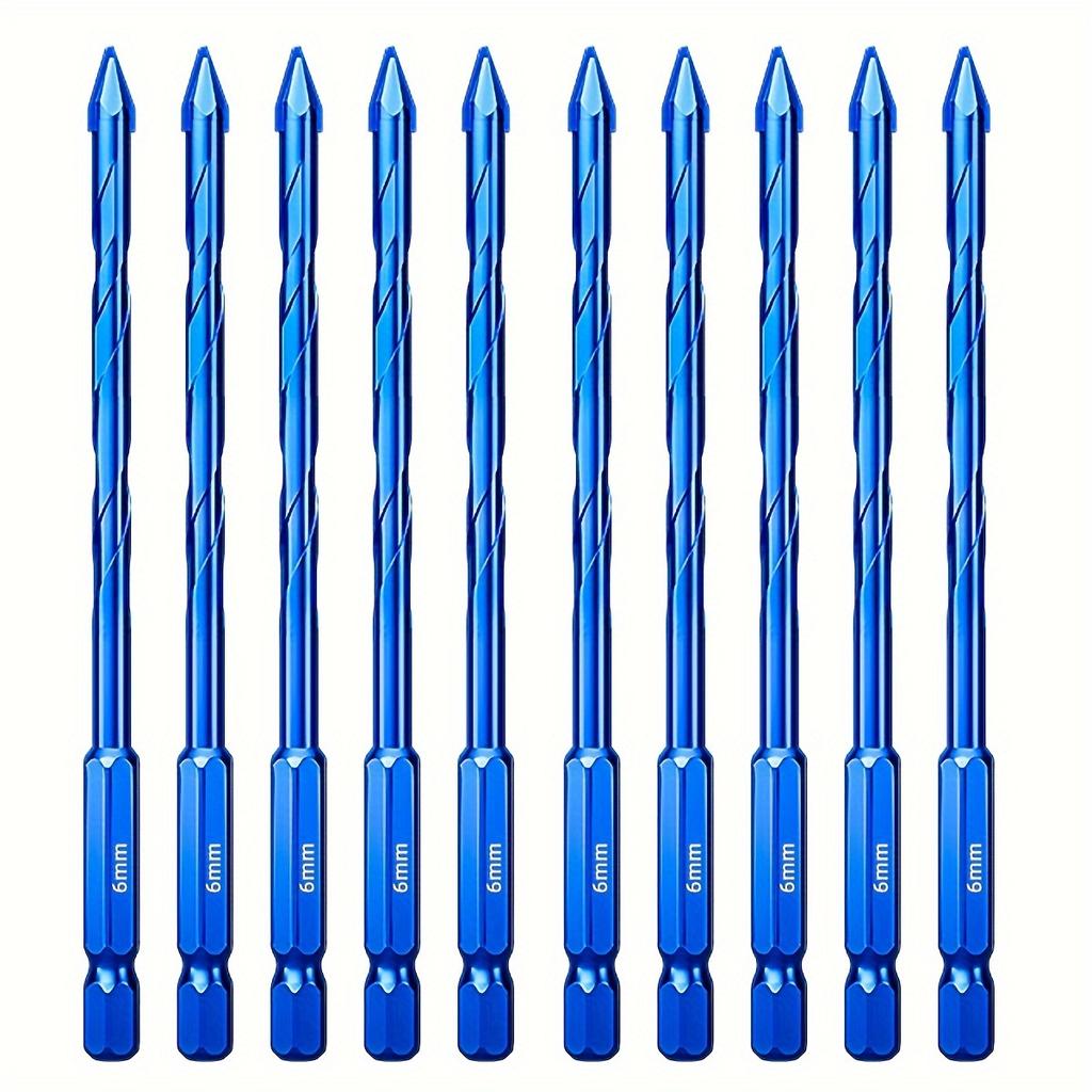 10pcs Ceramic Oblique Head Extended Eccentric Drill Bit for Special Tile Punching Workpiece Glass Triangular Hexagona
