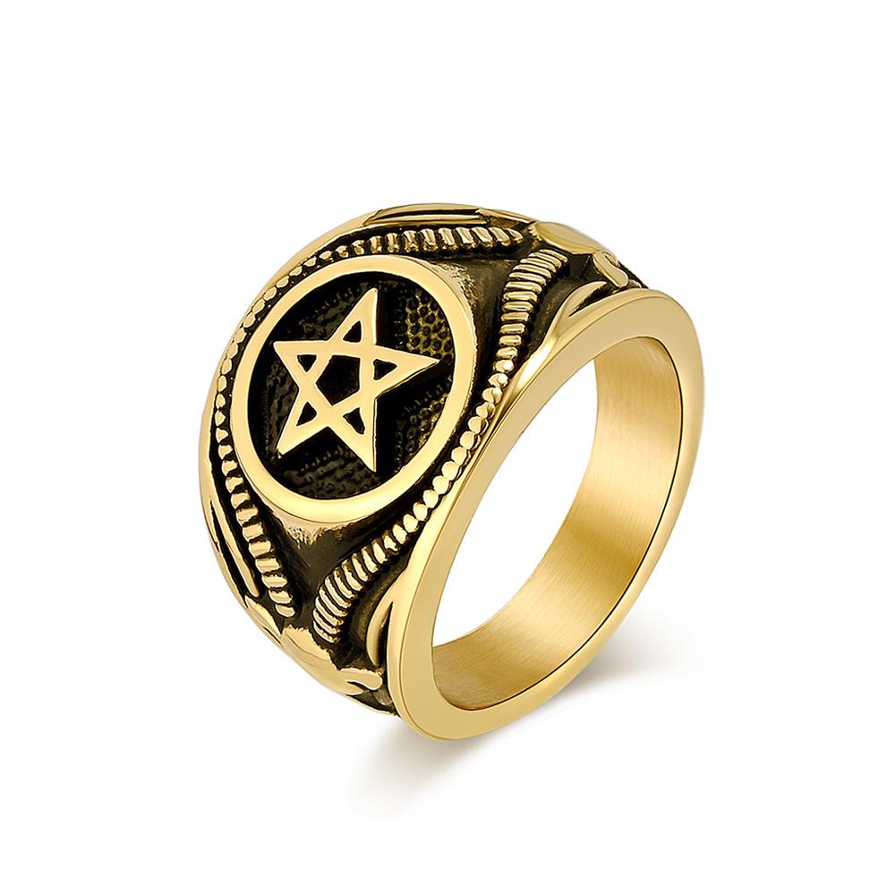 

Vintage Fashion Stainless Steel Pentagram Rings for Men Women Gothic Biker Goat Devil Demon Ring Party Jewelry Gifts Wholesale 13