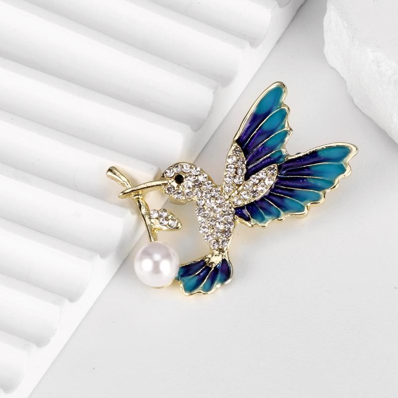 New Fashion Rhinestone Enamel Bird Brooch Cute Ainmal Hummingbird Eagle Brooches Scarf Dress Coat Lapel Pins Suit Badges Jewelry