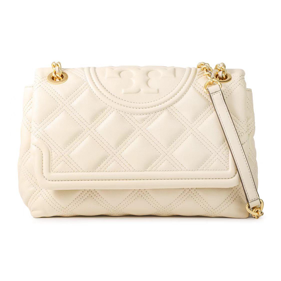 

Tory Burch Fleming Diamond Quilted Embossed Print Woven Chain Shoulder Bag Large Women Shoulder Bag Off-White 56716-122 Basic Set (Bag+Dust Bag)
