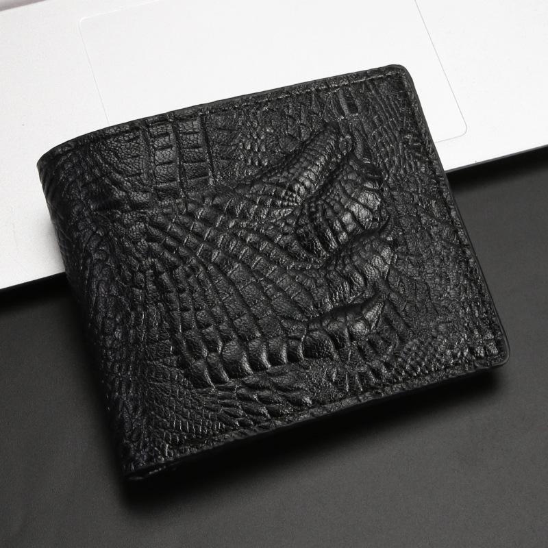 Ретро Мужской Кошелек Масляная Вощеная Кожа Крокодил 3D 3D Горизонтальный Кошелек Короткий Кошелек Кошелек Кошелек