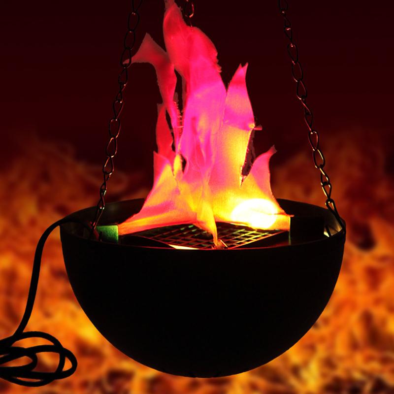 Fake Flame Halloween Electronic Brazier Lamp Hanging Light 3D Flickering Fake Fire Simulation Flame Party Stage Decor Lighting