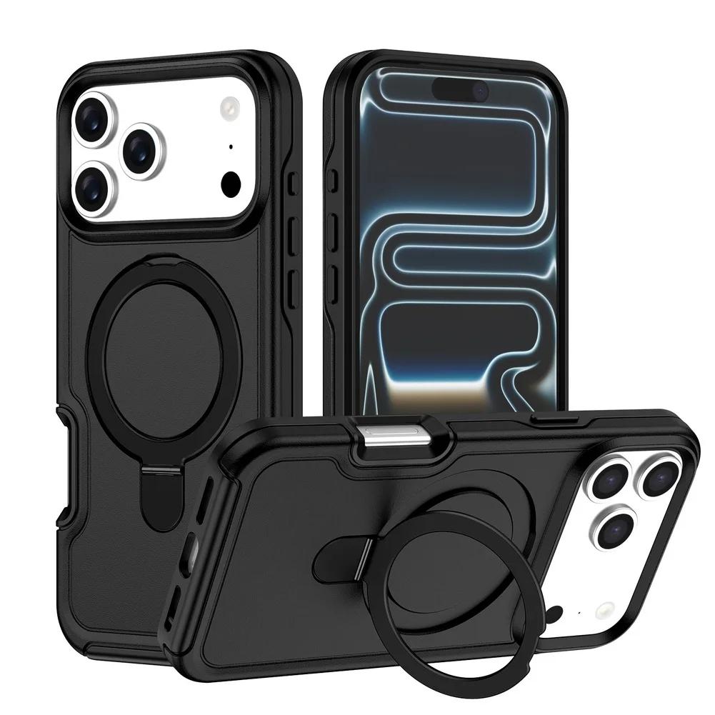Custodia Protettiva Robusta 2-in-1 con Supporto Magnetico Metallico Per Per Iphone 17 Pro Max 17 Air 16 1 Pro 14 13 Cover