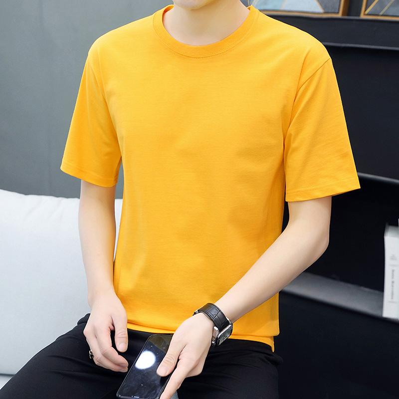 Cotton Short-sleeved Style Pure Cotton Short-sleeved T-shirt Men's Small Off-shoulder Half-sleeve Plus Size Cotton High-density Cotton Short-sleeved