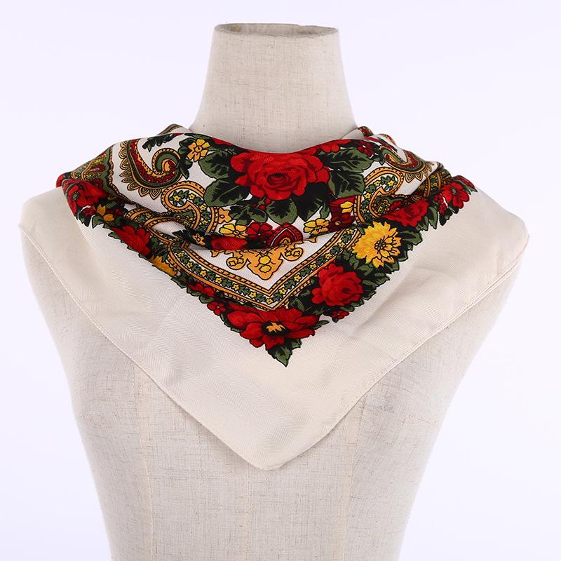 A041 Ethnic Printed Square Scarf - Winter/Autumn Headscarf Gauze