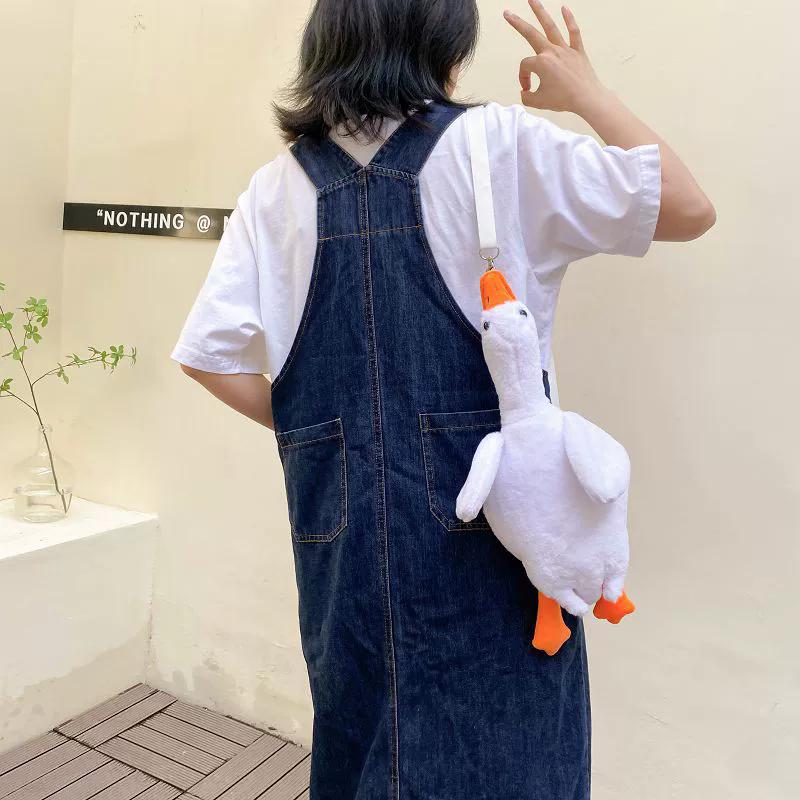 Women cute long hair little monster creative girl crossbody bag long braid funny doll shoulder bag girl