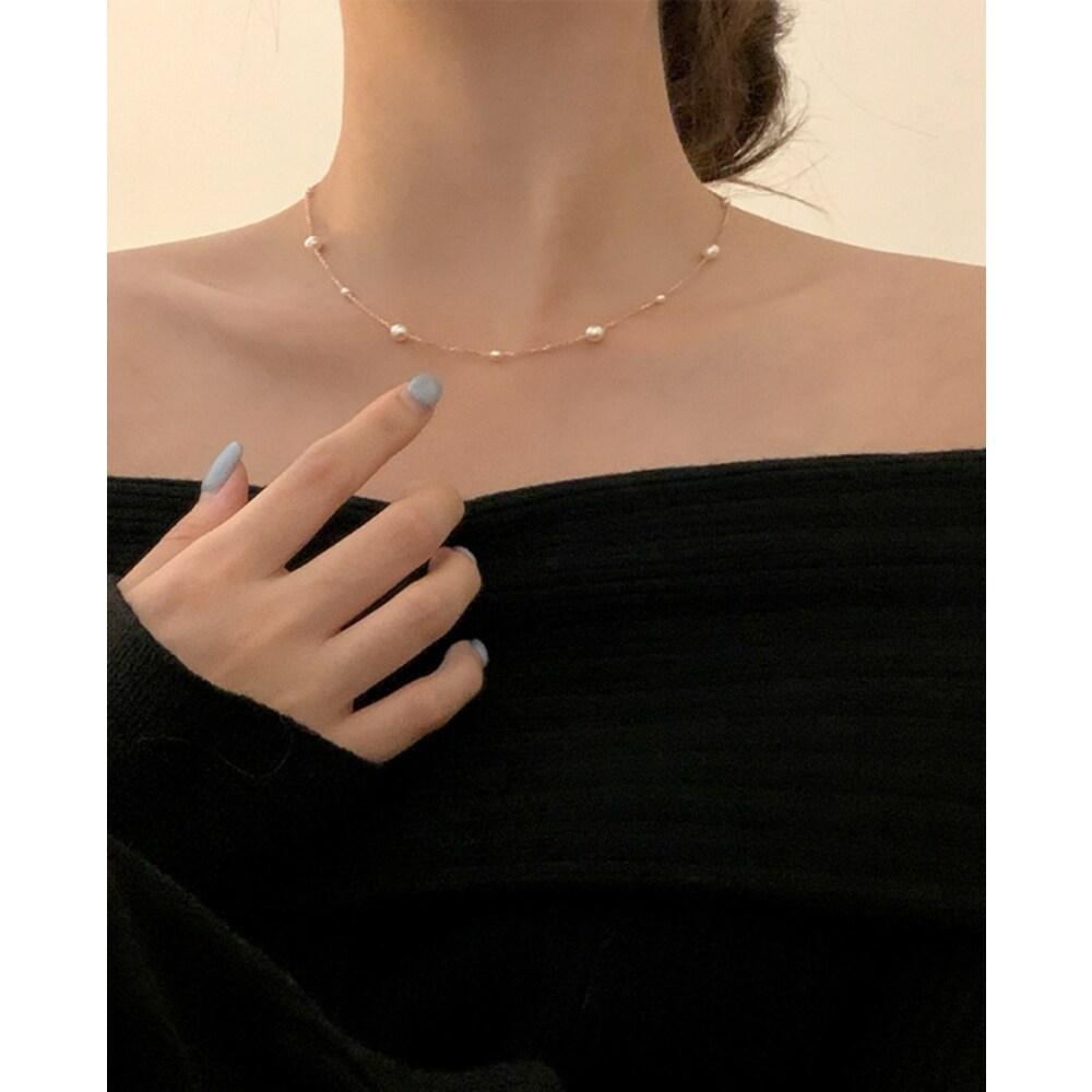 [925 Silver] Pearl Salt Necklace A 40