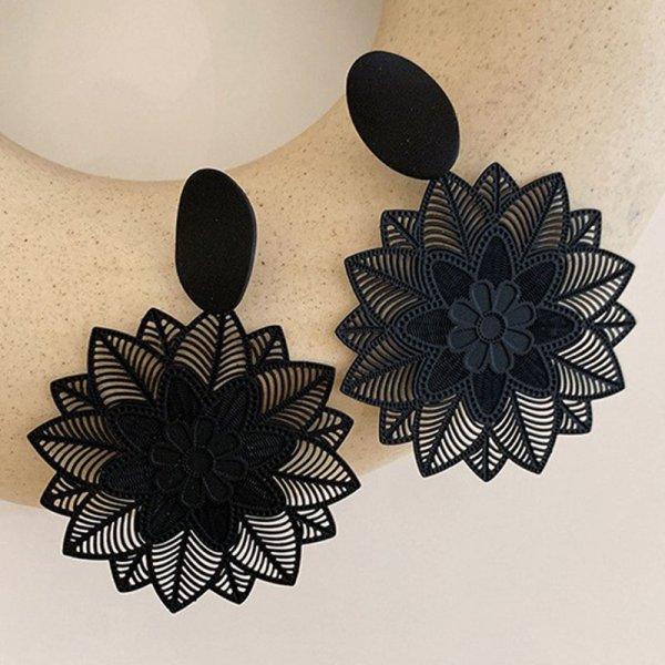 Luxury Trend Black Color Double Layer Earrings For Women Korean Crystal Zircon Geometric Earring Bride Wedding Statement Jewelry