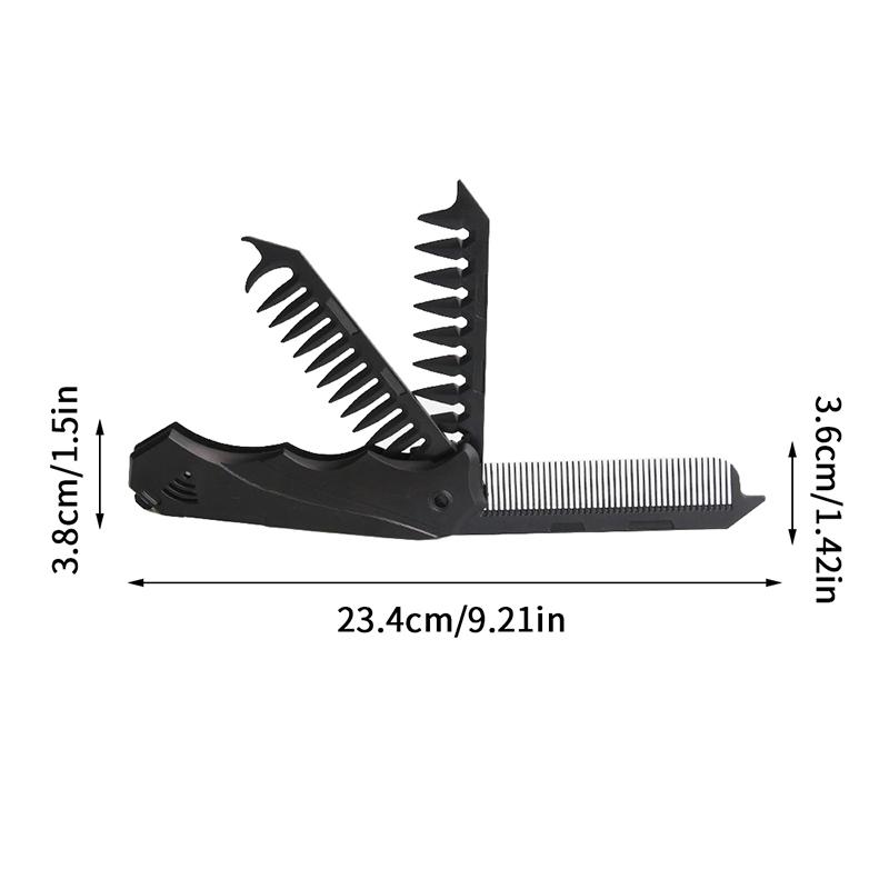 Professional 3 In 1 Pocket Folding Combs Wide Tooth Oil Head Comb Beard Combing Barber Hair Clipper Comb Salon Hair Styling Tool