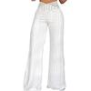 Calças Flare Plus Size para Mulheres V Crossover Cintura Alta Calças Boca de Sino Casuais Boho Jacquard