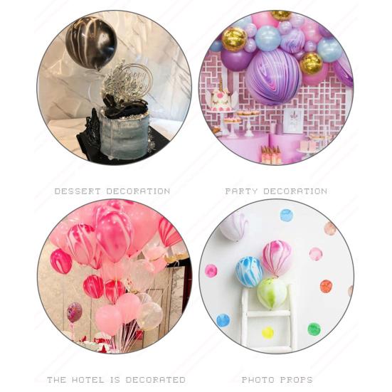 10Pcs/Set 10-inch Party Balloon Marble Agate Pattern Leakproof Anti-burst Thicker Strong Wedding Party Decor Latex Balloon Party Supplies