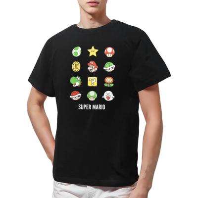 Fine Plus Short Sleeve Super Mario T-Shirt with Icons: Mario, Luigi, Yoshi, and Boo.