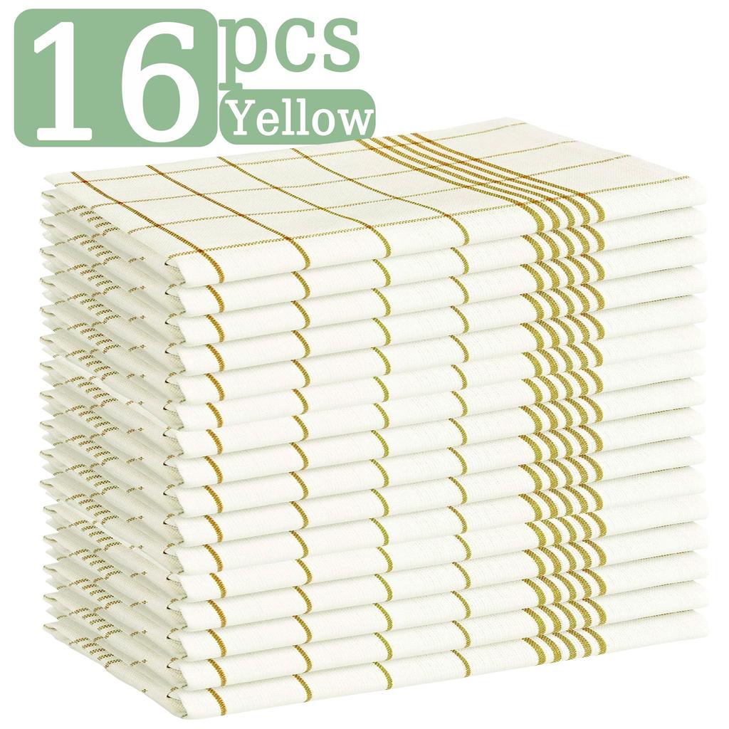 6/12Pcs Kitchen Towels, HOOHNICE, Classic Plaid Dish Towel Scouring Pad