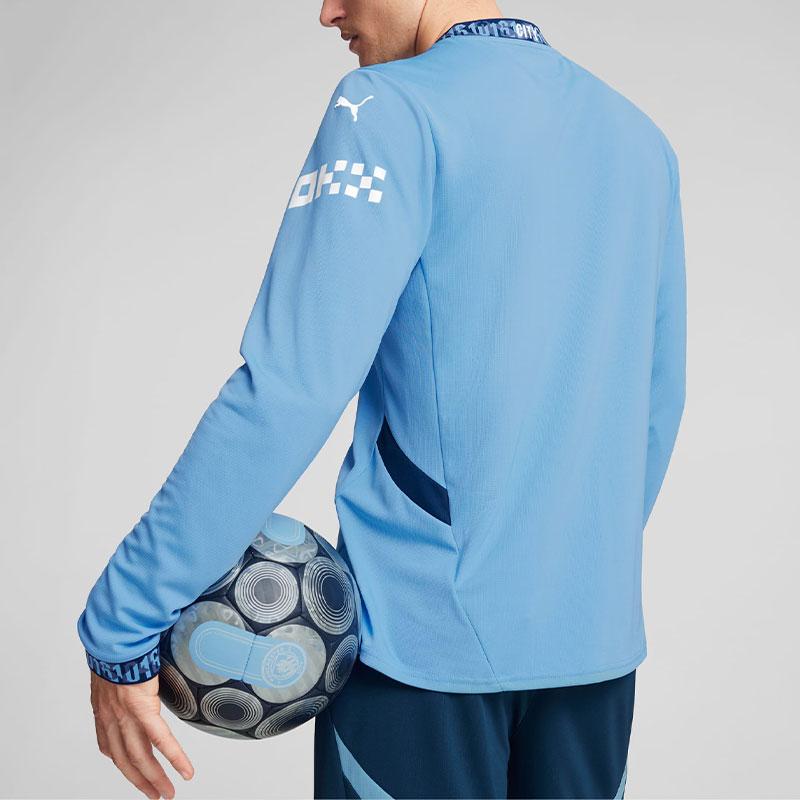 Puma Manchester City 2024-25 Home Long Sleeve Soccer Jersey With Letter Logo Print Men Tops Ocean-Blue 775076-01