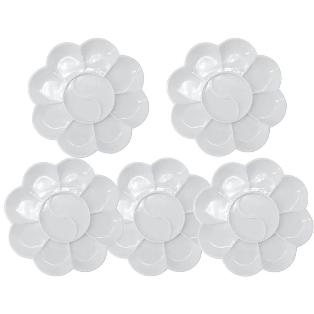 1-5PCS Flower Painting Palette Wells Plastic Reusable Artists Acrylic Watercolor Oil Portable Easy Clean Mixing Tray