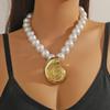 Ocean Vacation Bohemian Imitation Pearl Vintage Beaded Starfish Conch Pendant Necklace