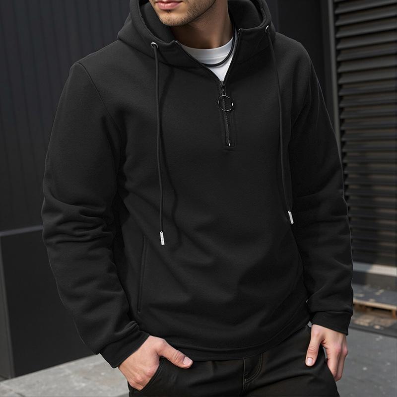 Men's Solid Color Half-Zip Sweatshirt Hoodie Men's Sports Large Size Casual Sweatshirt