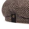 Classic Herringbone Men Trucker Newsboy Caps Winter Outdoors Warm Beret Hats Street Artist Painter Cap Hat