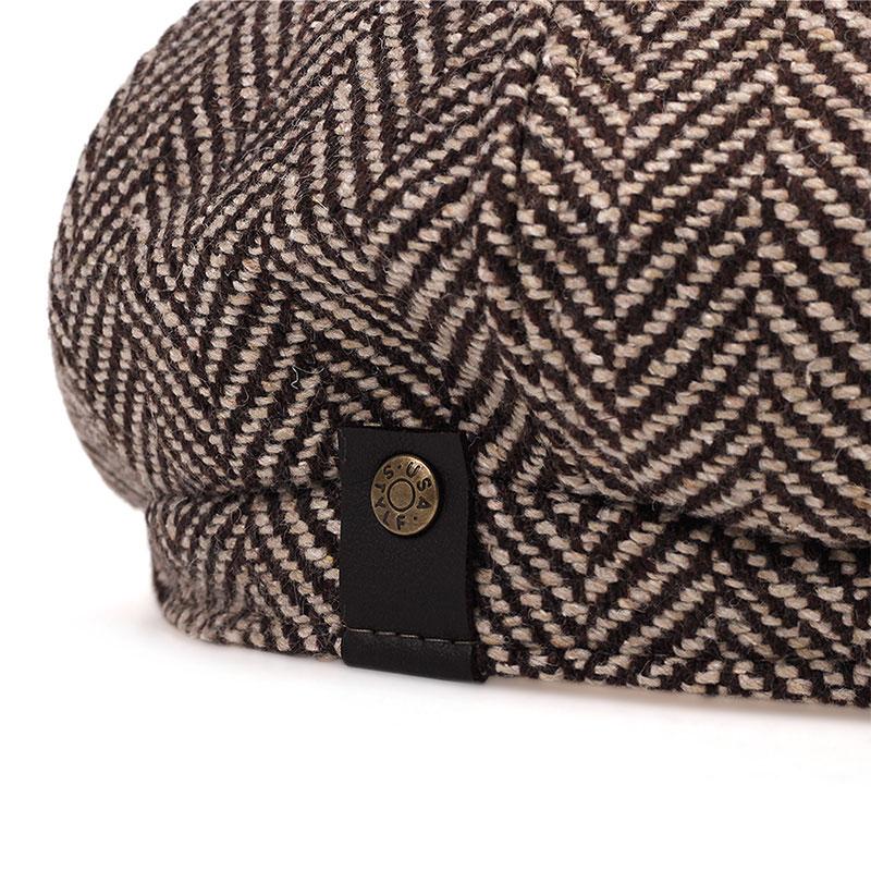 Classic Herringbone Men Trucker Newsboy Caps Winter Outdoors Warm Beret Hats Street Artist Painter Cap Hat