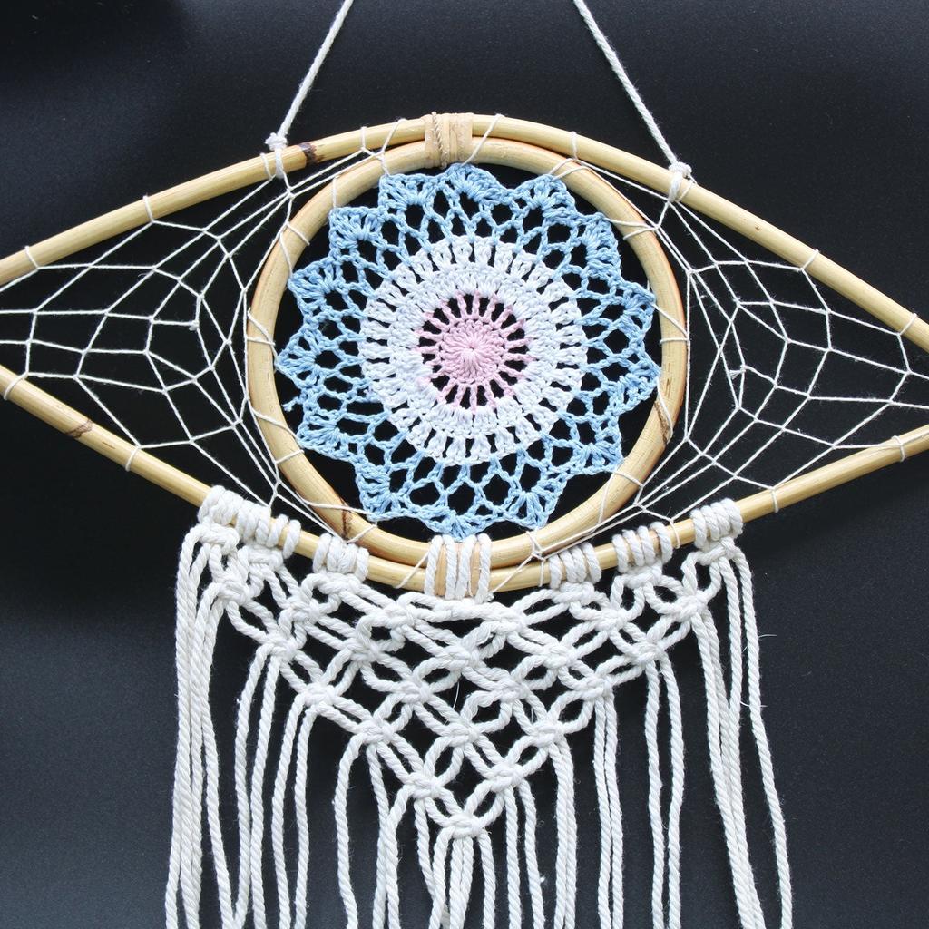 Dream Catcher Macrame Evil Eye Blue White Pink