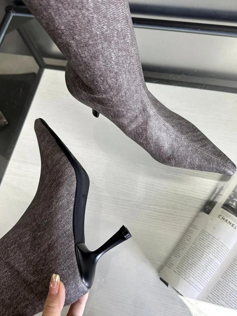 Elegant Pointed Toe Knee-high Boots Women  Winter Luxury Designer Thin High Heels for Women High Knight Boots Botas Altas