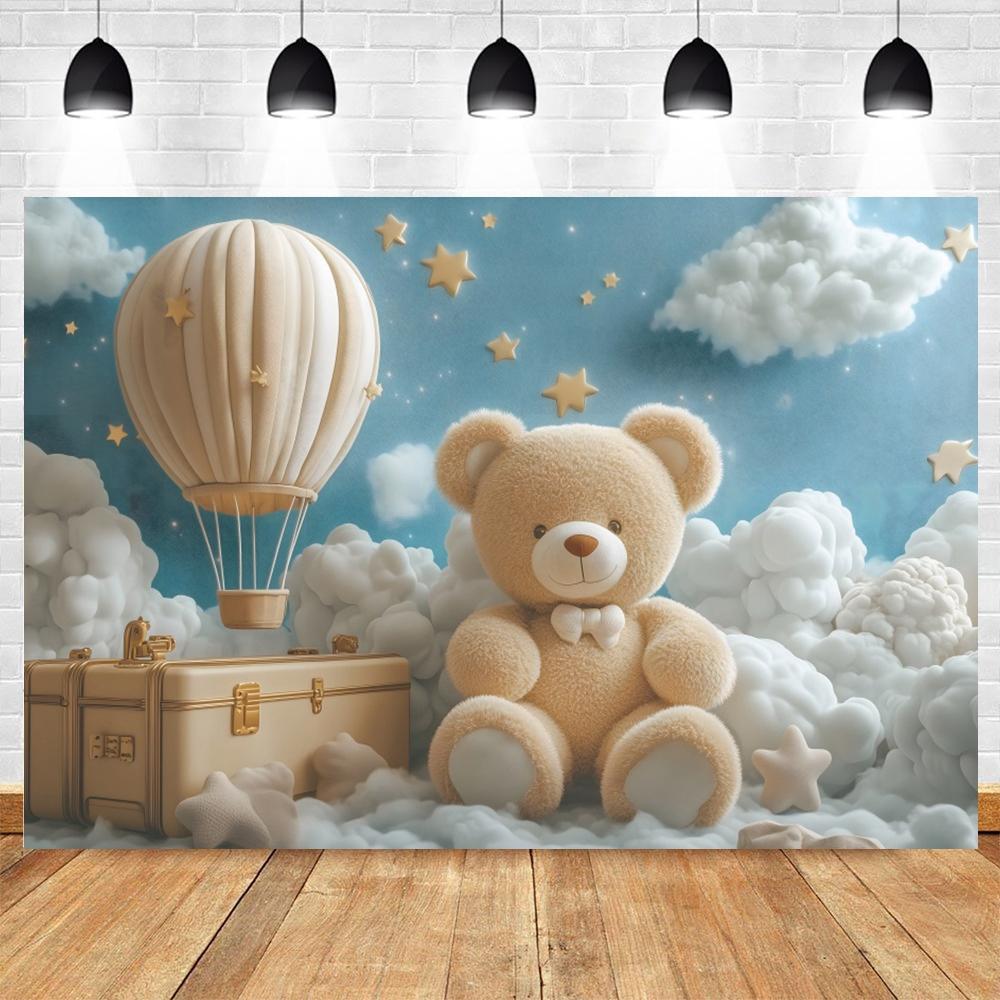 Teddybär Baby Geburtstagsparty Dekoration Fotohintergrund Babyparty Banner Kuchen-Zertrümmerung Foto Hintergrund Studio Requisiten