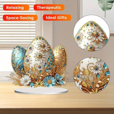 Doppelseitiges Diamantdruck-Set Kunst Tischdekoration 2025 aster Ei Sonderform 5D DIY Diamantmalerei Desktop-Ornament