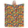 Warm Soft Flannel Blanket for Kids  Travel Throw for Bed Couch Sofa  Childrens Diagonal Design Blanket  Bricks Blocks Pattern Be
