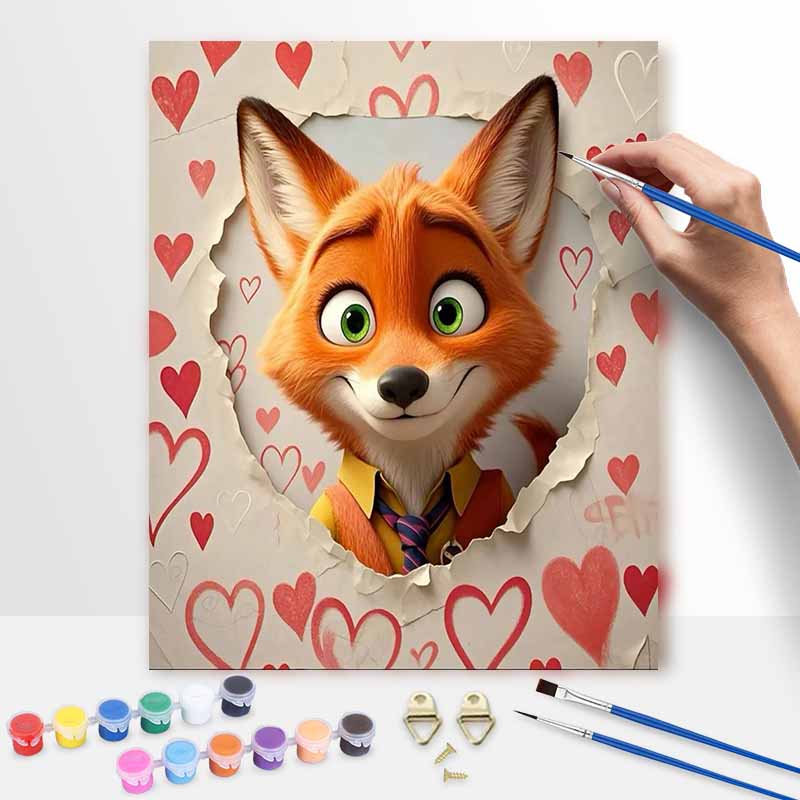 Disney Nick Wilde DIY Painting Kit Classic Style Home Decor Craft Gift Idea for Romantic Valentine's Day Lovers Wall Art Decor Aesthetic