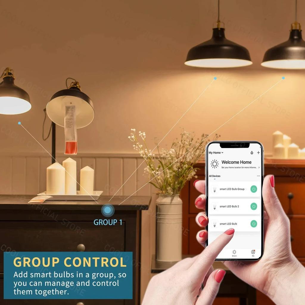 CozyLife E27 RGB WiFi Smart LED Bulb Dimmable Timer Light APP Voice Control Lamp Compatible with Alexa Google SmartThings Home Assistant