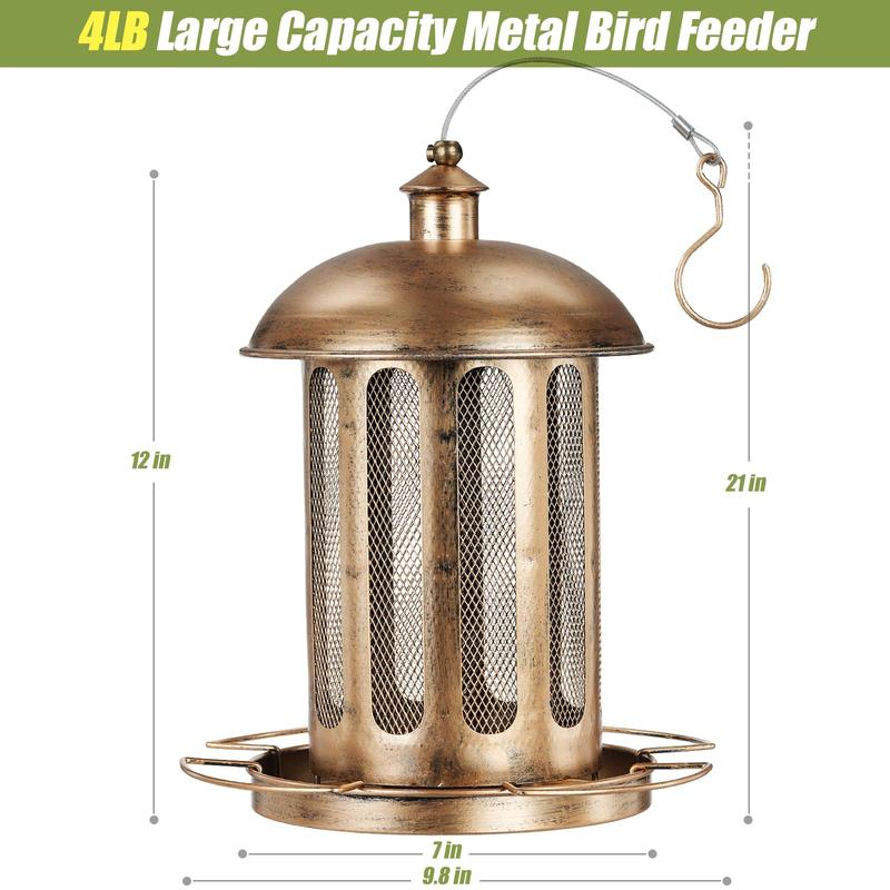 Bird Feeder, Heavy Duty Metal Wild Birdfeeder For Outdoor Hanging-Large Capacity Bird Feeder For Garden Yard For Outside