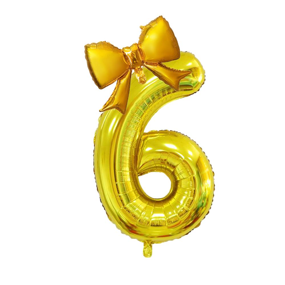 2Pcs 40Inch Gold Number Foil Balloon with Cute Bow Balloons For Kids Baby Girl 1st Birthday Party Decoration Favors Supplies