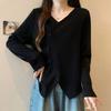 NaVaVa RomanTic Pearl BuTTon PoinT V Neck Long sleeVe T shirT nT2937