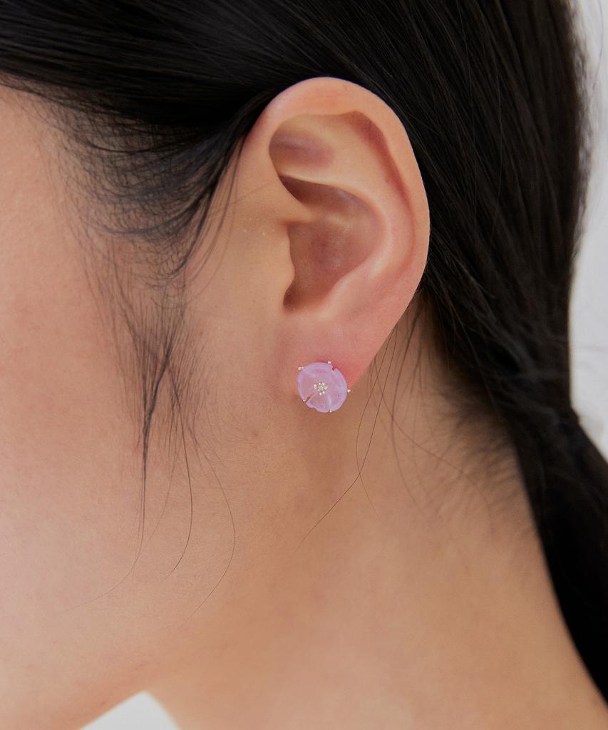 Ordor Natural Stone Lavender Jade Flower Earrings
