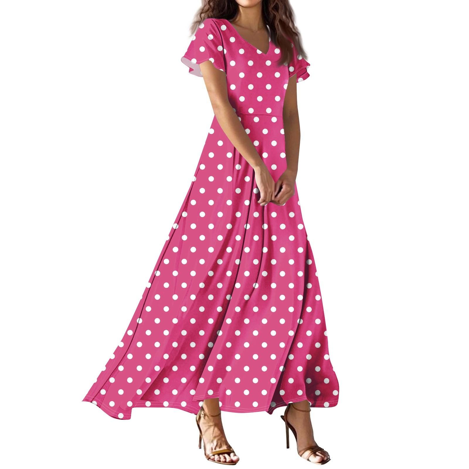 

Women s Summer Casual Fashion Printed Dress V Neck Short Sleeve Dress M